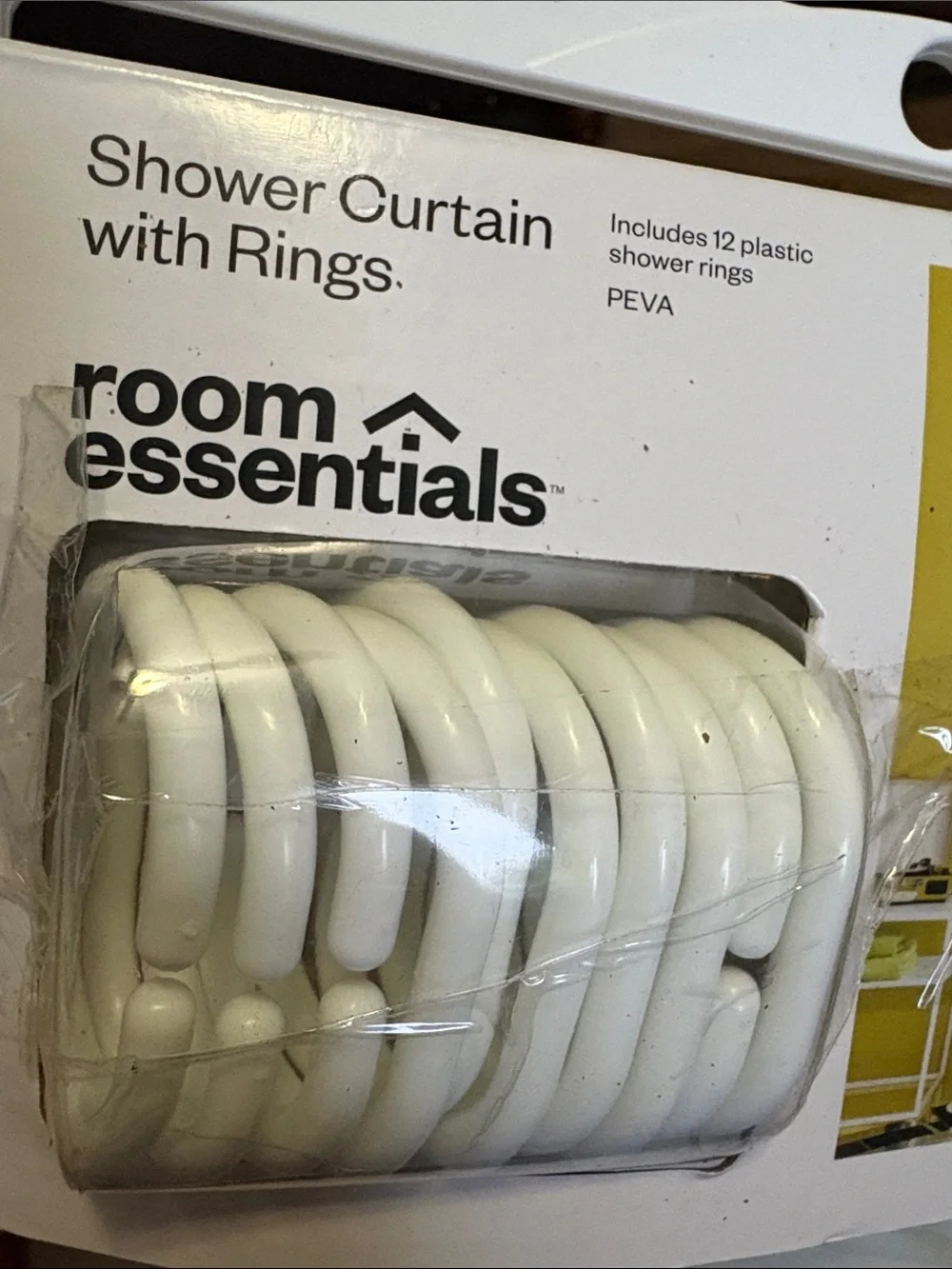 Room Essentials White Clear Striped Shower Curtain with Rings